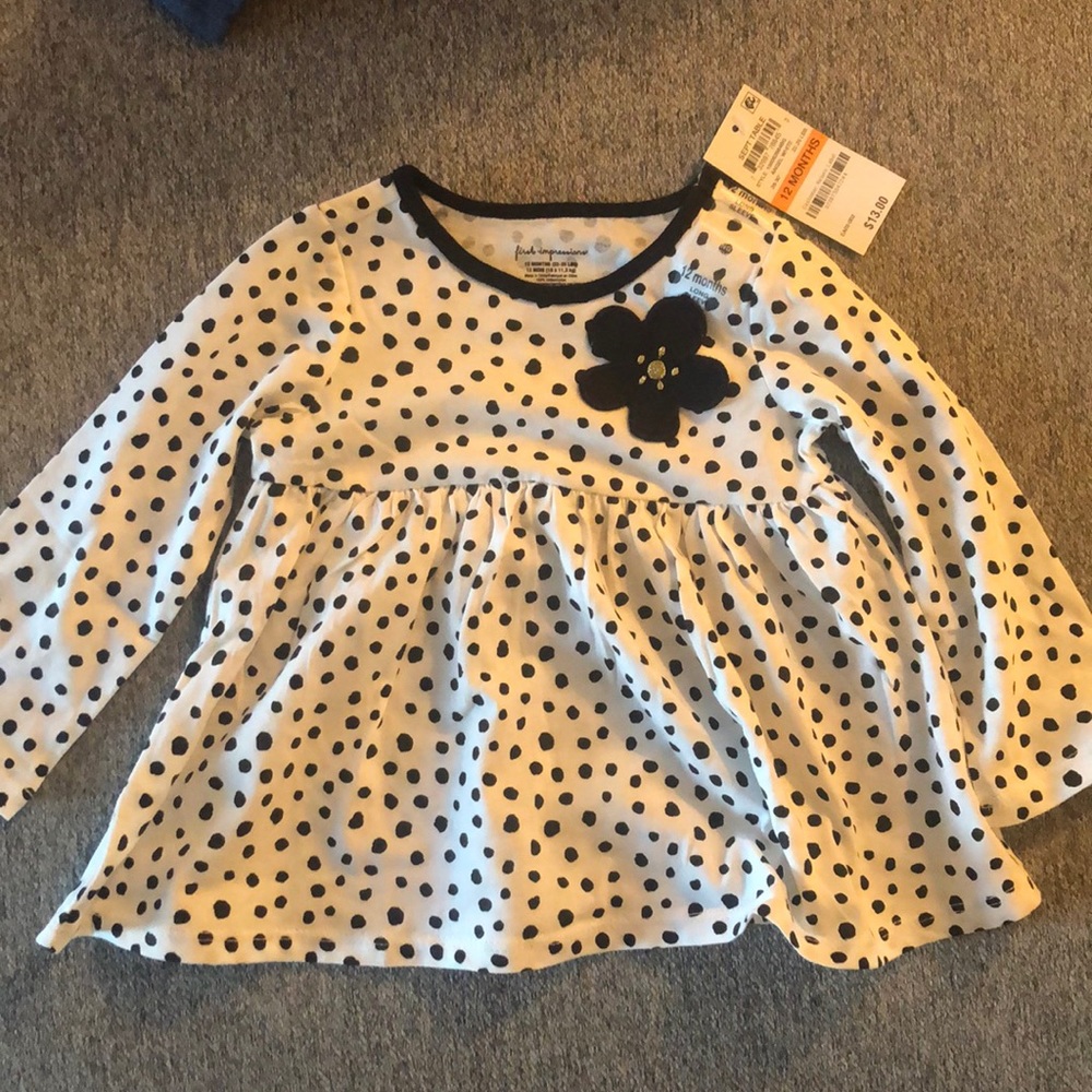 Polka dots long sleeve baby top